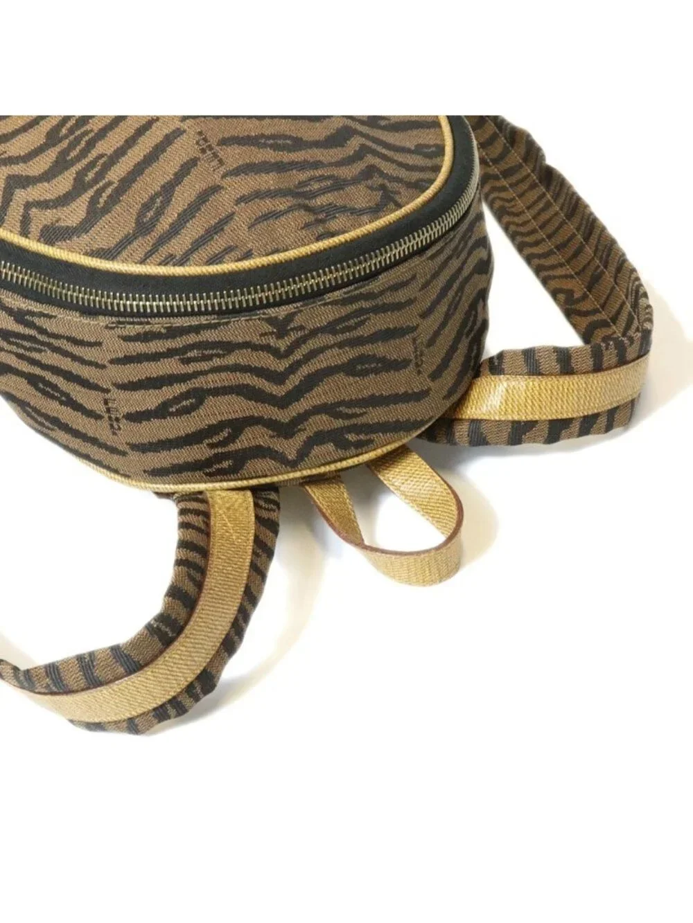 Fendi Backpack Zebra Tiger Canvas Leather Vintage